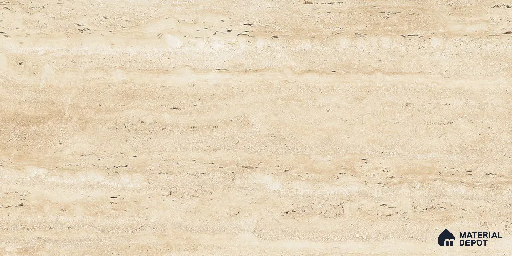 Marble Floor & Wall Tile TL 12723 Travertine Giallo 4 ft x 2 ft Glossy Finish Vitrified Tile - 8 mm | 2 Random Design