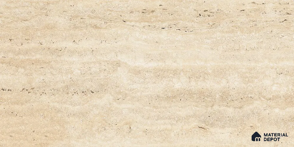 Marble Floor & Wall Tile TL 12723 Travertine Giallo 4 ft x 2 ft Glossy Finish Vitrified Tile - 8 mm | 2 Random Design
