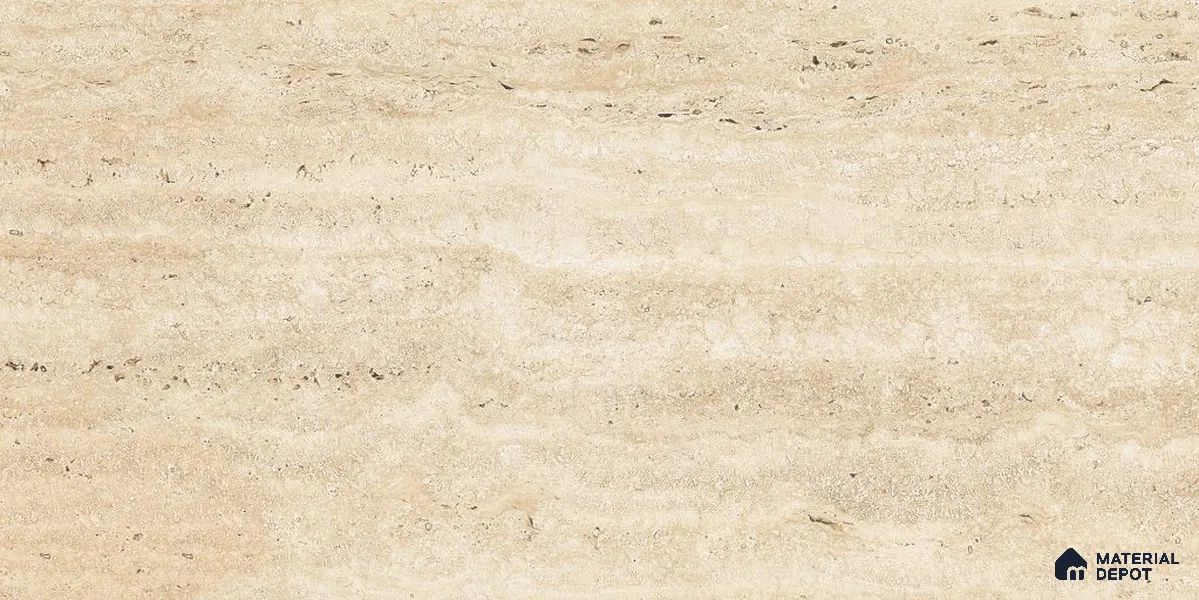 Marble Floor & Wall Tile TL 12723 Travertine Giallo 4 ft x 2 ft Glossy Finish Vitrified Tile - 8 mm | 2 Random Design
