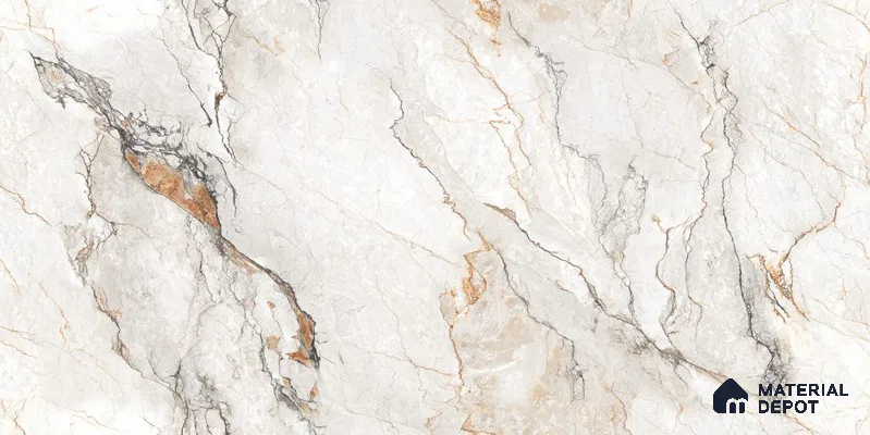 Endless Marble Floor & Wall Tile TL 12732 Jio White 4 ft x 2 ft Glossy Finish Vitrified Tile - 8 mm | 3 Random Design