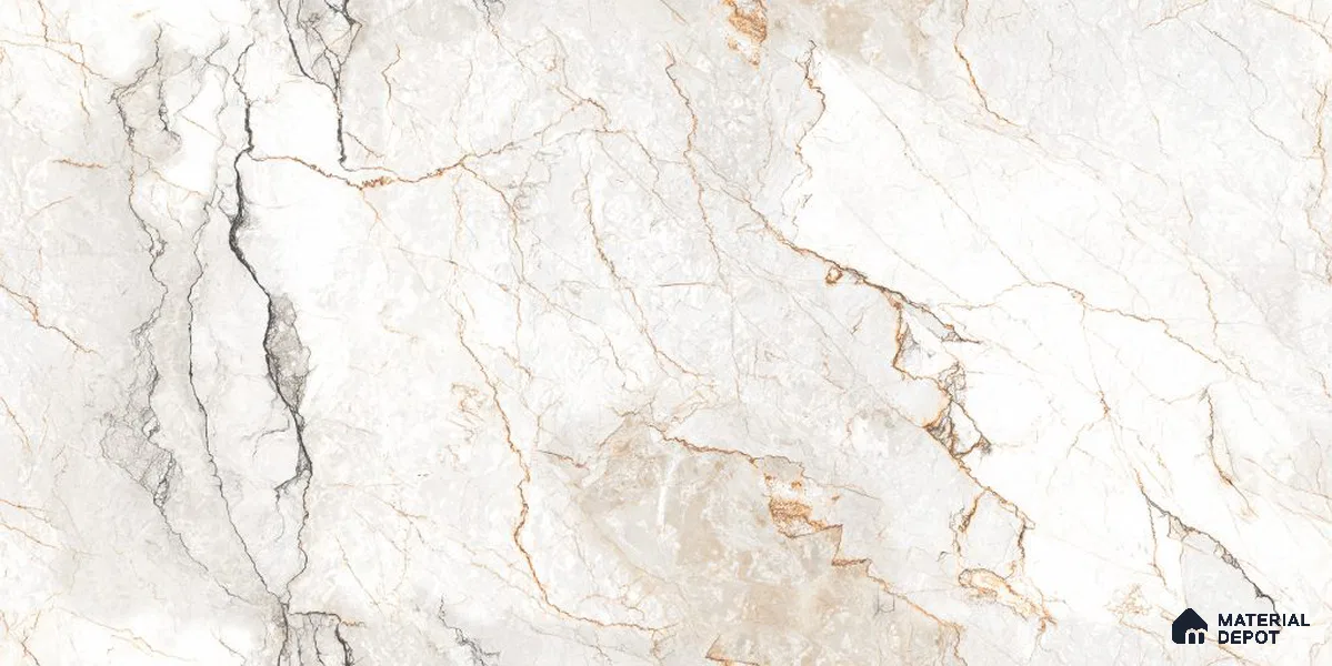 Endless Marble Floor & Wall Tile TL 12732 Jio White 4 ft x 2 ft Glossy Finish Vitrified Tile - 8 mm | 3 Random Design