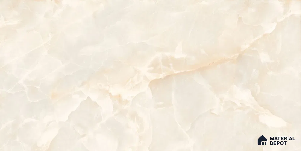 Marble Floor & Wall Tile TL 12729 Moon Onyx Beige 4 ft x 2 ft Glossy Finish Vitrified Tile - 8 mm | 5 Random Design