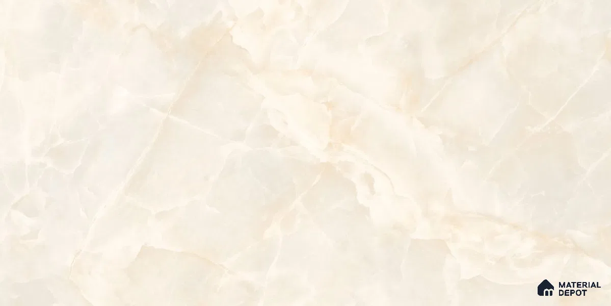 Marble Floor & Wall Tile TL 12729 Moon Onyx Beige 4 ft x 2 ft Glossy Finish Vitrified Tile - 8 mm | 5 Random Design