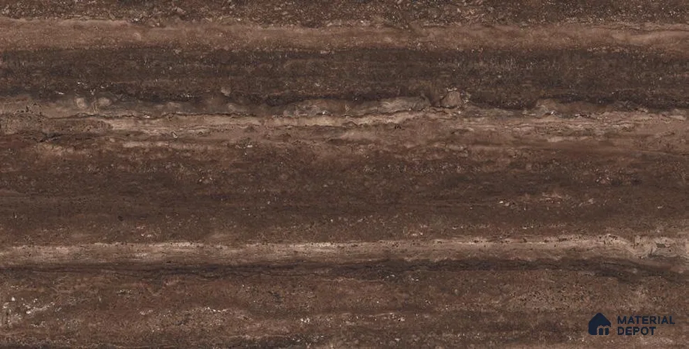 Marble Wall & Floor Tile TL 13423 Travertine Coffee 4 ft x 2 ft Matte Finish Vitrified Tile - 9 mm | Suitable For Kitchen, Bathroom, Balcony