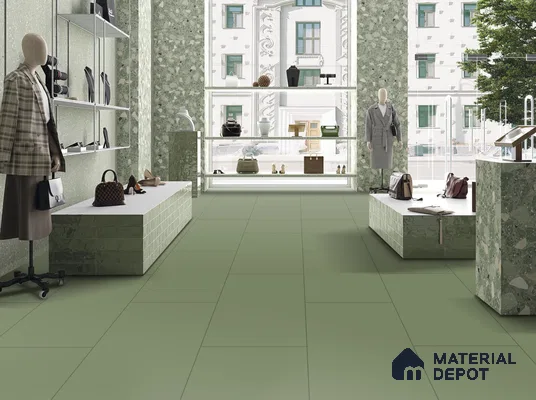 Plain Wall & Floor Tile TL 13424 Lemina Green 4 ft x 2 ft Matte Finish Vitrified Tile - 9 mm | Suitable For Kitchen, Bathroom, Balcony
