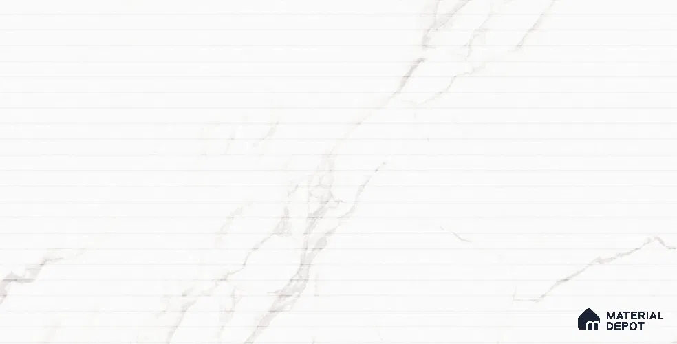 Marble Punched Wall Tile TL 13429 B Marc Statuario Strip 4 ft x 2 ft Matte Finish Vitrified Tile - 9 mm | Suitable For Kitchen, Bathroom, Balcony
