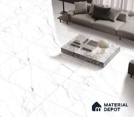 Marble Floor & Wall Tile TL 12700 Liski Statuario 4 ft x 2 ft Glossy Finish Vitrified Tile - 9 mm | 6 Random Design