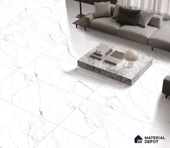 Marble Floor & Wall Tile TL 12700 Liski Statuario 4 ft x 2 ft Glossy Finish Vitrified Tile - 9 mm | 6 Random Design