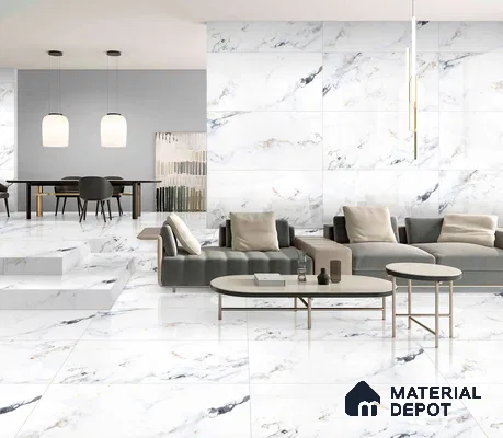 Marble Floor & Wall Tile TL 12699 Glacier Snowflake 4 ft x 2 ft Glossy Finish Vitrified Tile - 9 mm | 4 Random Design