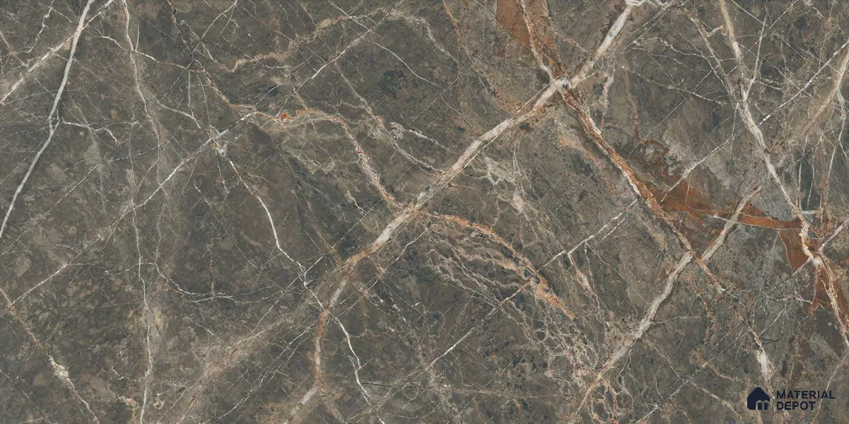 Marble Floor & Wall Tile TL 12709 Indus Nut 4 ft x 2 ft Glossy Finish Vitrified Tile - 9 mm | 4 Random Design