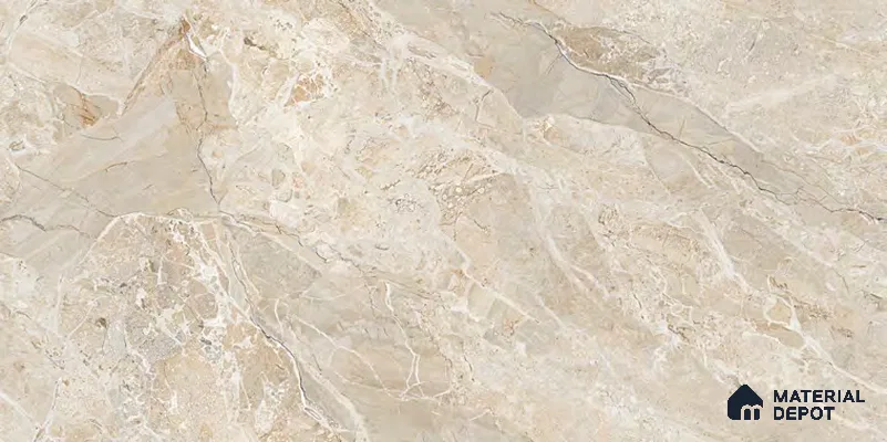 Marble Floor & Wall Tile TL 12718 Infy Meador Crema 4 ft x 2 ft Glossy Finish Vitrified Tile - 9 mm | 4 Random Design