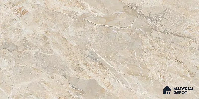 Marble Floor & Wall Tile TL 12718 Infy Meador Crema 4 ft x 2 ft Glossy Finish Vitrified Tile - 9 mm | 4 Random Design