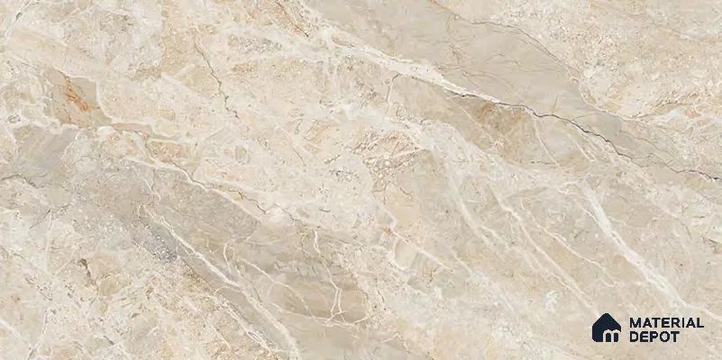 Marble Floor & Wall Tile TL 12718 Infy Meador Crema 4 ft x 2 ft Glossy Finish Vitrified Tile - 9 mm | 4 Random Design
