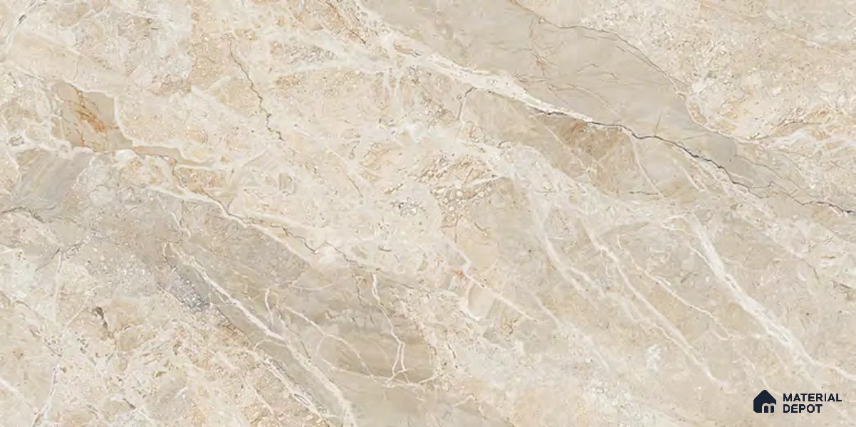 Marble Floor & Wall Tile TL 12718 Infy Meador Crema 4 ft x 2 ft Glossy Finish Vitrified Tile - 9 mm | 4 Random Design