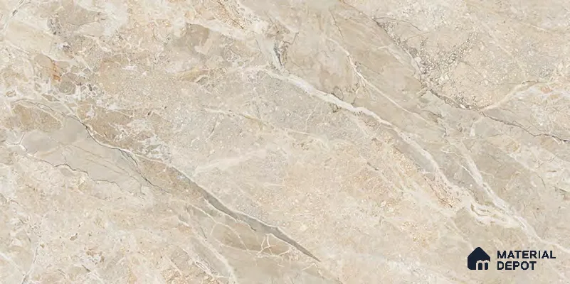 Marble Floor & Wall Tile TL 12718 Infy Meador Crema 4 ft x 2 ft Glossy Finish Vitrified Tile - 9 mm | 4 Random Design