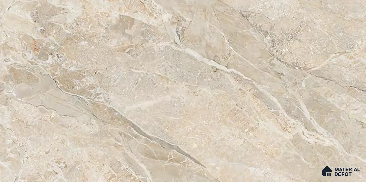 Marble Floor & Wall Tile TL 12718 Infy Meador Crema 4 ft x 2 ft Glossy Finish Vitrified Tile - 9 mm | 4 Random Design