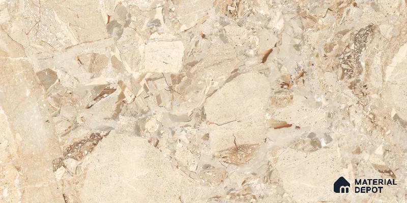 Marble Floor & Wall Tile TL 12707 Rebbeca Beige 4 ft x 2 ft Glossy Finish Vitrified Tile - 9 mm | 3 Random Design