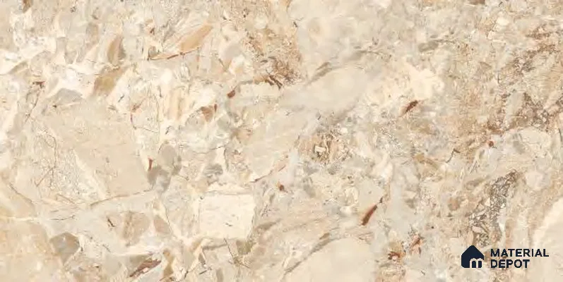 Marble Floor & Wall Tile TL 12707 Rebbeca Beige 4 ft x 2 ft Glossy Finish Vitrified Tile - 9 mm | 3 Random Design