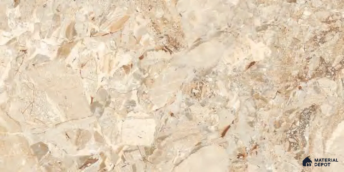 Marble Floor & Wall Tile TL 12707 Rebbeca Beige 4 ft x 2 ft Glossy Finish Vitrified Tile - 9 mm | 3 Random Design