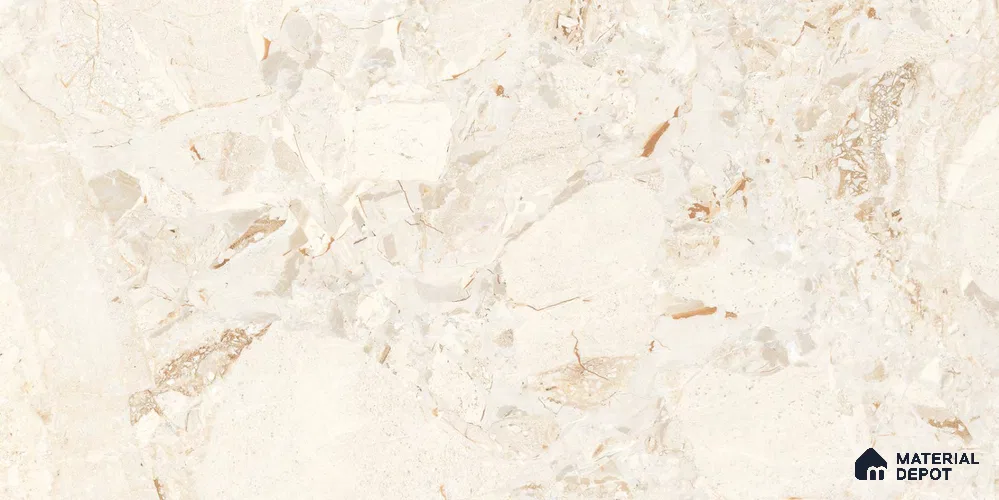 Marble Floor & Wall Tile TL 12707 B Rebbeca Cream 4 ft x 2 ft Glossy Finish Vitrified Tile - 9 mm | 3 Random Design