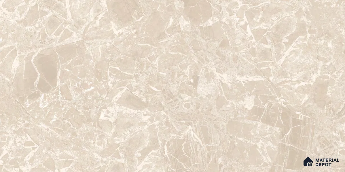 Marble Floor & Wall Tile TL 12708 Embrace Beige 4 ft x 2 ft Glossy Finish Vitrified Tile - 9 mm | 5 Random Design