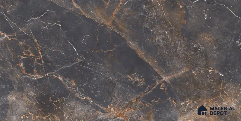 Marble Floor & Wall Tile TL 12775 C Visbi Black 4 ft x 2 ft Carving Matte Finish Vitrified Tile - 9 mm