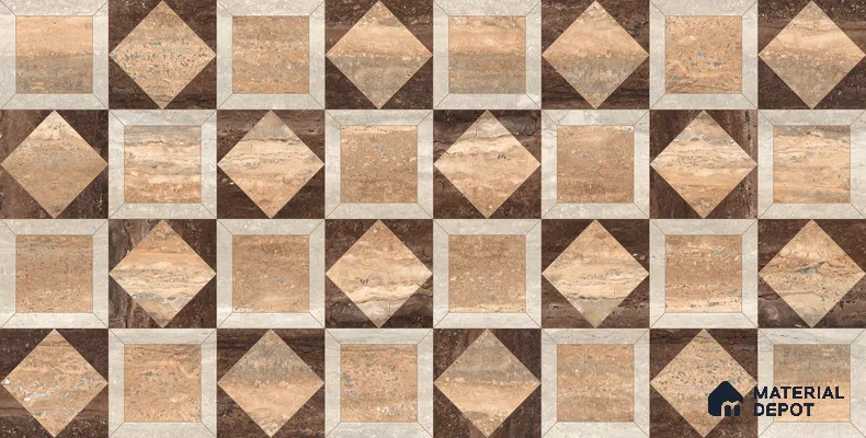 Patterned Wall & Floor Tile TL 13421 Travertine-01 4 ft x 2 ft Matte Finish Vitrified Tile - 9 mm | Suitable For Kitchen, Bathroom, Balcony