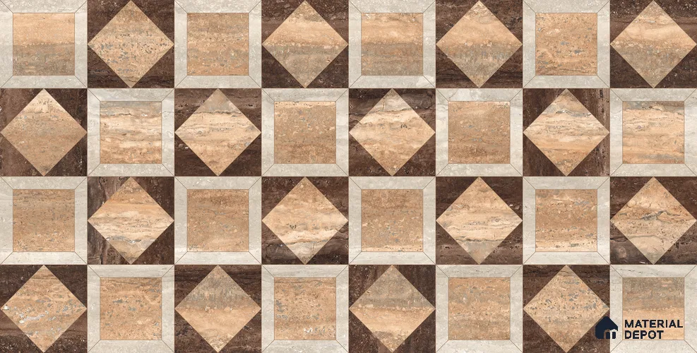 Patterned Wall & Floor Tile TL 13421 Travertine-01 4 ft x 2 ft Matte Finish Vitrified Tile - 9 mm | Suitable For Kitchen, Bathroom, Balcony