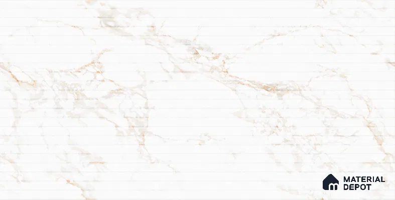 Marble Punched Wall Tile TL 13428 B Statuario Dior Strip 4 ft x 2 ft Matte Finish Vitrified Tile - 9 mm | Suitable For Kitchen, Bathroom, Balcony