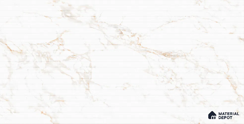Marble Punched Wall Tile TL 13428 B Statuario Dior Strip 4 ft x 2 ft Matte Finish Vitrified Tile - 9 mm | Suitable For Kitchen, Bathroom, Balcony