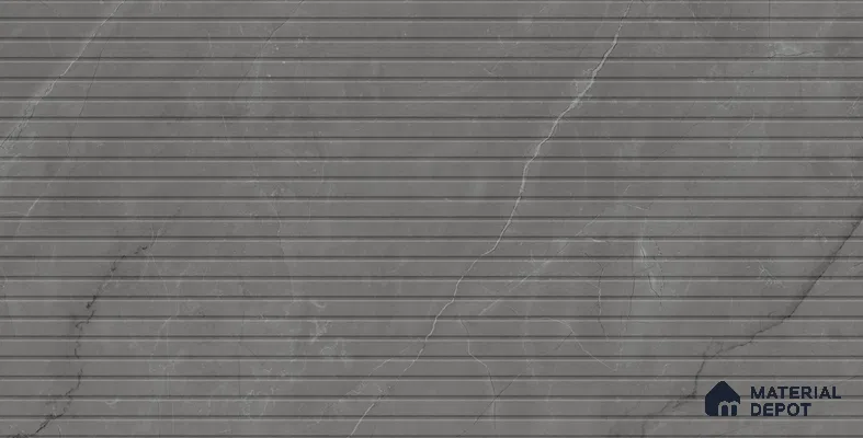 Marble Punched Wall Tile TL 13426 H Emporio Graphite Strip 4 ft x 2 ft Matte Finish Vitrified Tile - 9 mm | Suitable For Kitchen, Bathroom, Balcony
