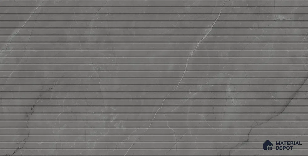 Marble Punched Wall Tile TL 13426 H Emporio Graphite Strip 4 ft x 2 ft Matte Finish Vitrified Tile - 9 mm | Suitable For Kitchen, Bathroom, Balcony
