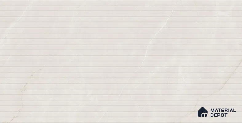Marble Punched Wall Tile TL 13426 I Emporio Bone White Strip 4 ft x 2 ft Matte Finish Vitrified Tile - 9 mm | Suitable For Kitchen, Bathroom, Balcony