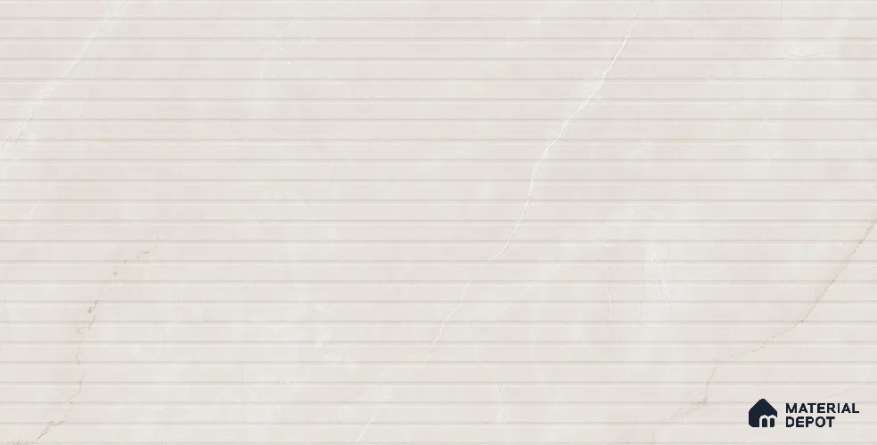 Marble Punched Wall Tile TL 13426 I Emporio Bone White Strip 4 ft x 2 ft Matte Finish Vitrified Tile - 9 mm | Suitable For Kitchen, Bathroom, Balcony