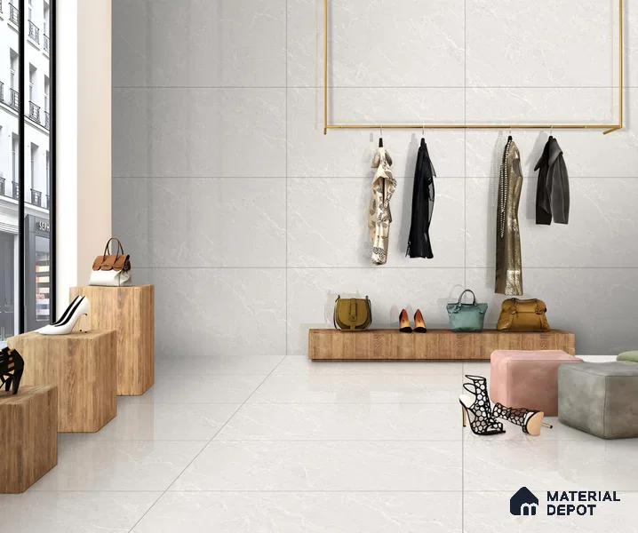 Marble Wall & Floor Tile TL 13432 Fenix Ice 4 ft x 2 ft Glossy Finish Vitrified Tile - 9 mm | 4 Random Design | Suitable For Kitchen, Bathroom, Balcony