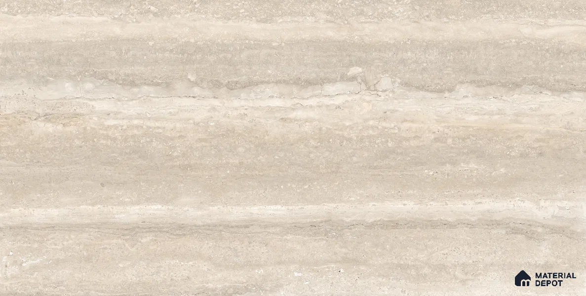 Marble Wall & Floor Tile TL 13422 Travertine Greige 4 ft x 2 ft Matte Finish Vitrified Tile - 9 mm | Suitable For Kitchen, Bathroom, Balcony