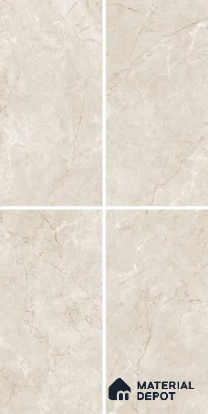 Marble Floor & Wall Tile TL 12959 Bonita Crema 4 ft x 2 ft Matte Finish Vitrified Tile - 9 mm | 4 Random Design | Suitable For Accent/Feature Wall, Kitchen, Dining Area