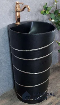 Avyra Sink BS 00051 Onyx Bands 500 x 500 x 860 mm Circular Artificial Stone Matte Finish Pedestal Basin - 860 mm | Suitable For Bathroom, Vanity & Utility Areas