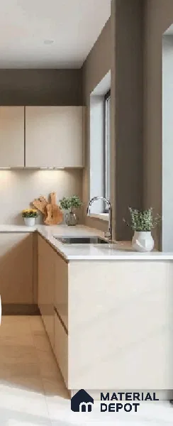 Light Beige Solid Colors look LM 23977 8 ft x 4 ft Matte Finish Decorative Laminate - 1 mm | Suitable for TV Unit, Wardrobe, Kitchen Cabinets