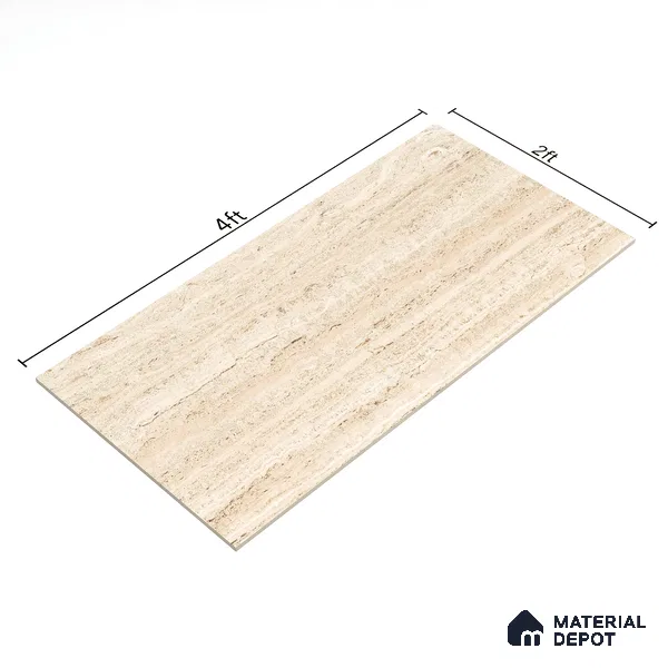 Budget Friendly Marble Floor & Wall Tile Value For Money TL 05600 Frosted Almond 4 ft x 2 ft - Vitrified Glossy Finish -9 mm | Suitable for Living Room, Bedroom & Bathroom