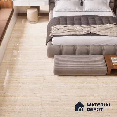 Budget Friendly Marble Floor & Wall Tile Value For Money TL 05600 Frosted Almond 4 ft x 2 ft - Vitrified Glossy Finish -9 mm | Suitable for Living Room, Bedroom & Bathroom
