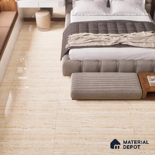 Budget Friendly Marble Floor & Wall Tile Value For Money TL 05600 Frosted Almond 4 ft x 2 ft - Vitrified Glossy Finish -9 mm | Suitable for Living Room, Bedroom & Bathroom