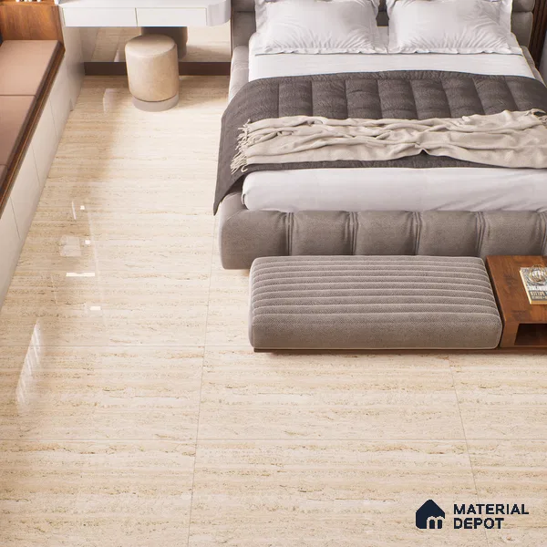 Budget Friendly Marble Floor & Wall Tile Value For Money TL 05600 Frosted Almond 4 ft x 2 ft - Vitrified Glossy Finish -9 mm | Suitable for Living Room, Bedroom & Bathroom