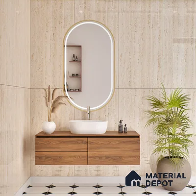 Budget Friendly Marble Floor & Wall Tile Value For Money TL 05600 Frosted Almond 4 ft x 2 ft - Vitrified Glossy Finish -9 mm | Suitable for Living Room, Bedroom & Bathroom