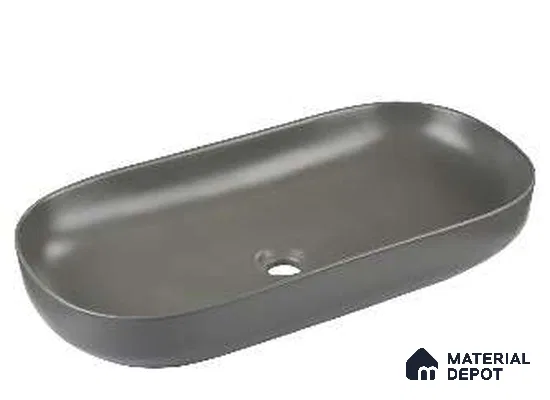 Veyora Basin BS 00035 Slate Capsule 508 x 305 mm Circular Ceramic Glossy Finish Designer Basin | Suitable For Bathroom, Vanity & Utility Areas