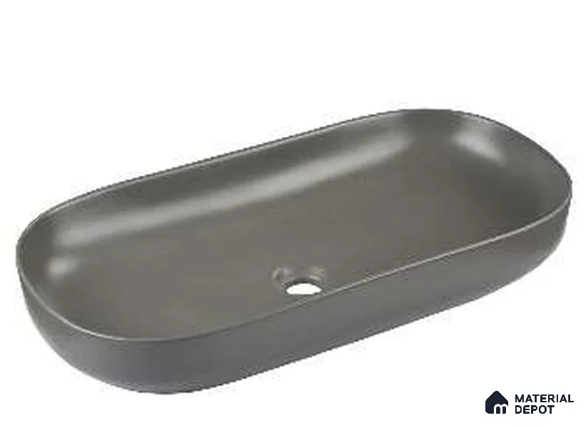 Veyora Basin BS 00035 Slate Capsule 508 x 305 mm Circular Ceramic Glossy Finish Designer Basin | Suitable For Bathroom, Vanity & Utility Areas