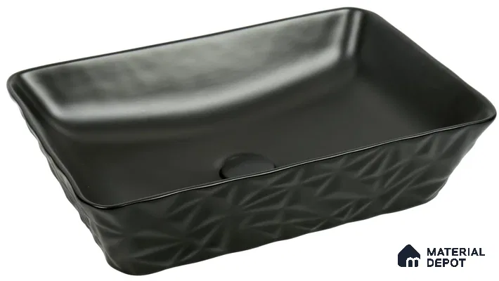 Veyora Sink BS 00154 Jet Facet 508 x 356 mm Rectangular Ceramic Matte Finish Designer Basin | Suitable For Bathroom, Vanity & Utility Areas