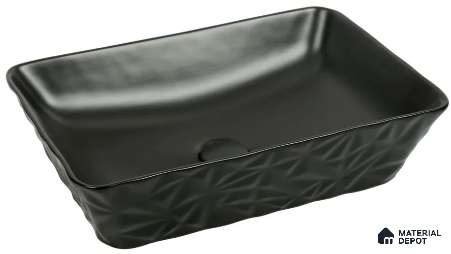 Veyora Sink BS 00154 Jet Facet 508 x 356 mm Rectangular Ceramic Matte Finish Designer Basin | Suitable For Bathroom, Vanity & Utility Areas