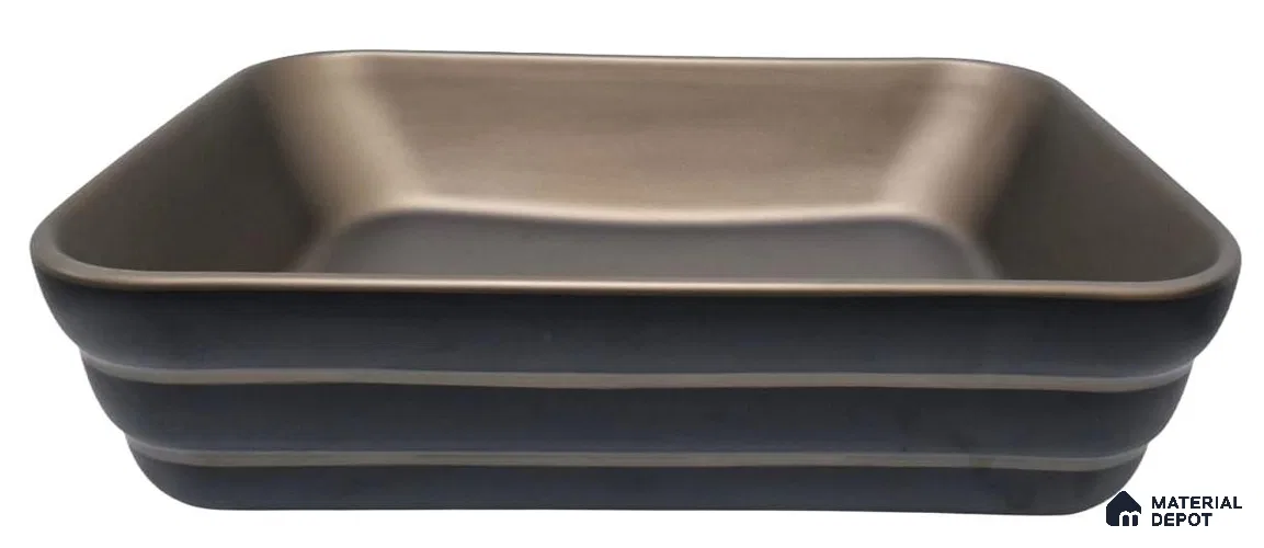 Veyora Sink BS 00155 Bronze Steps 508 x 356 mm Rectangular Ceramic Matte Finish Designer Basin | Suitable For Bathroom, Vanity & Utility Areas