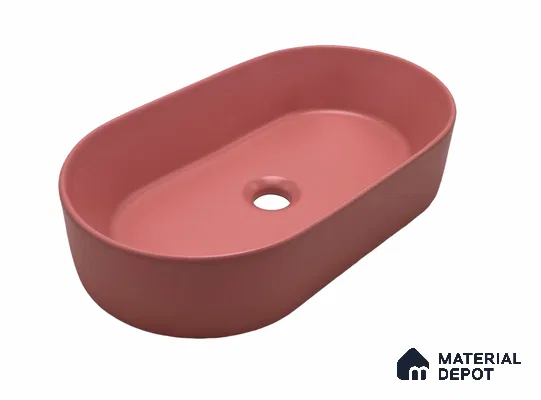 Avyra Sink BS 00184 Coral Capsule 510 x 300 x 120 mm Circular Ceramic Matte Finish Designer Basin - 120 mm | Suitable For Bathroom, Vanity & Utility Areas